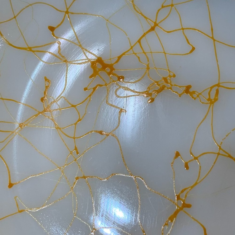 Fantastic Vintage Hazel Atlas Milk Glass Butterscotch Drizzle Serving Bowl Set - Picture 11 of 15